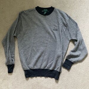 Hugo Boss men golf black and white sweater large 100% virgin wool